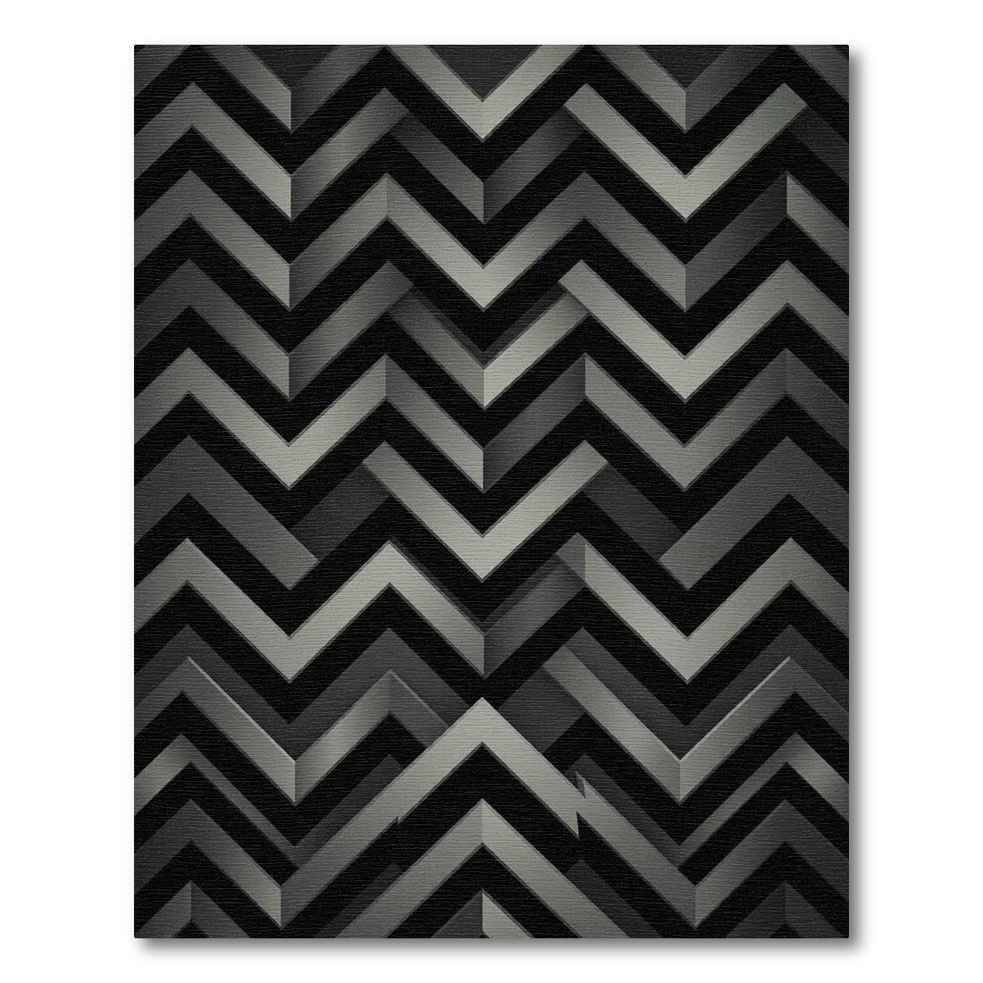 Monochrome Geometric Chevron Interlocking Abstract Slate Rug