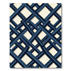 Modern Navy Geometric Interlocking Lattice Rug