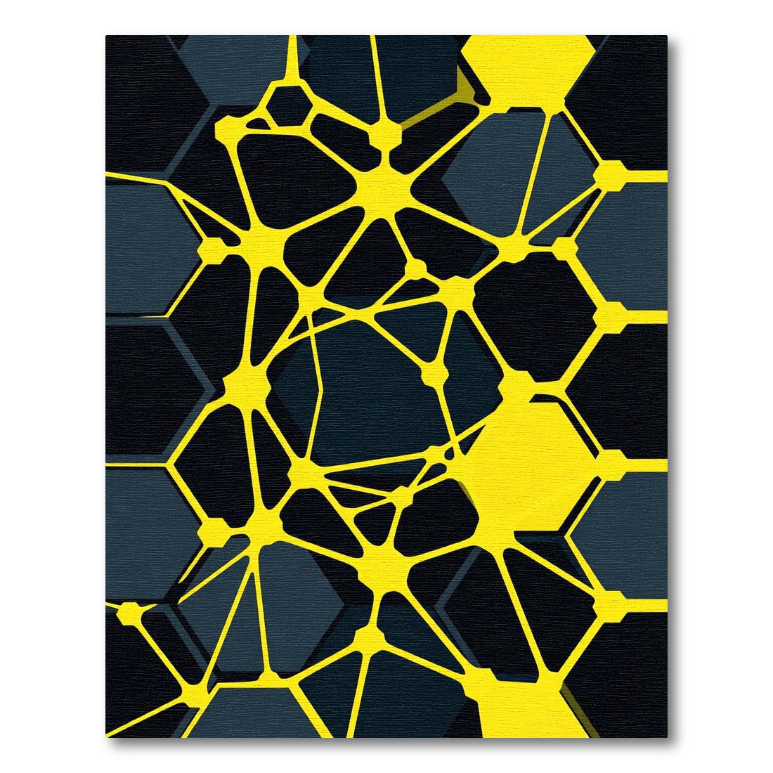 Bold Yellow Abstract Geometric Hexagon Rug