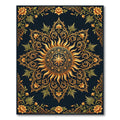 Ornate Golden Sunburst Floral Medallion Rug