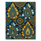 Midnight Teal Golden Paisley Mandala Rug