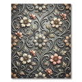 Elegant Floral Scrollwork Gray Rug
