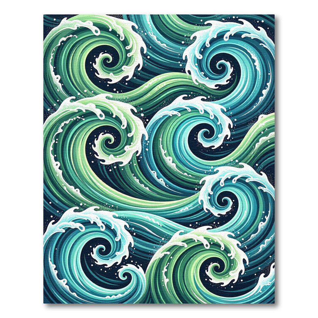 Abstract Teal Green Swirling Ocean Waves Rug