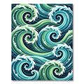 Abstract Teal Green Swirling Ocean Waves Rug