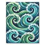 Abstract Teal Green Swirling Ocean Waves Rug