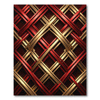 Crimson Gold Interlocking Diamond Relief Rug