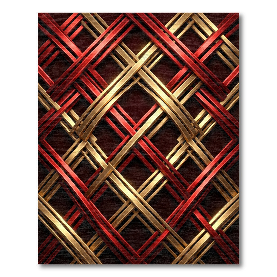 Crimson Gold Interlocking Diamond Relief Rug