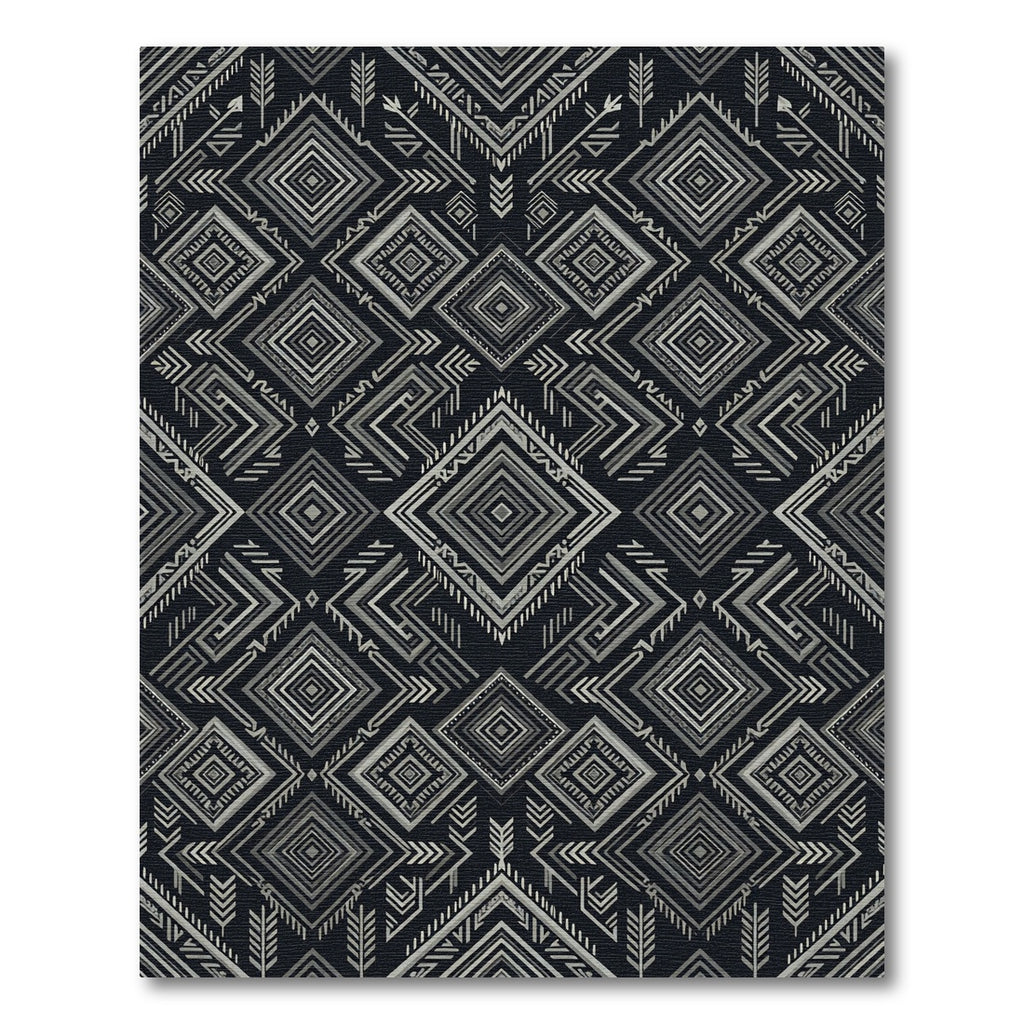 Cool Silver Geometric Diamond Tribal Rug