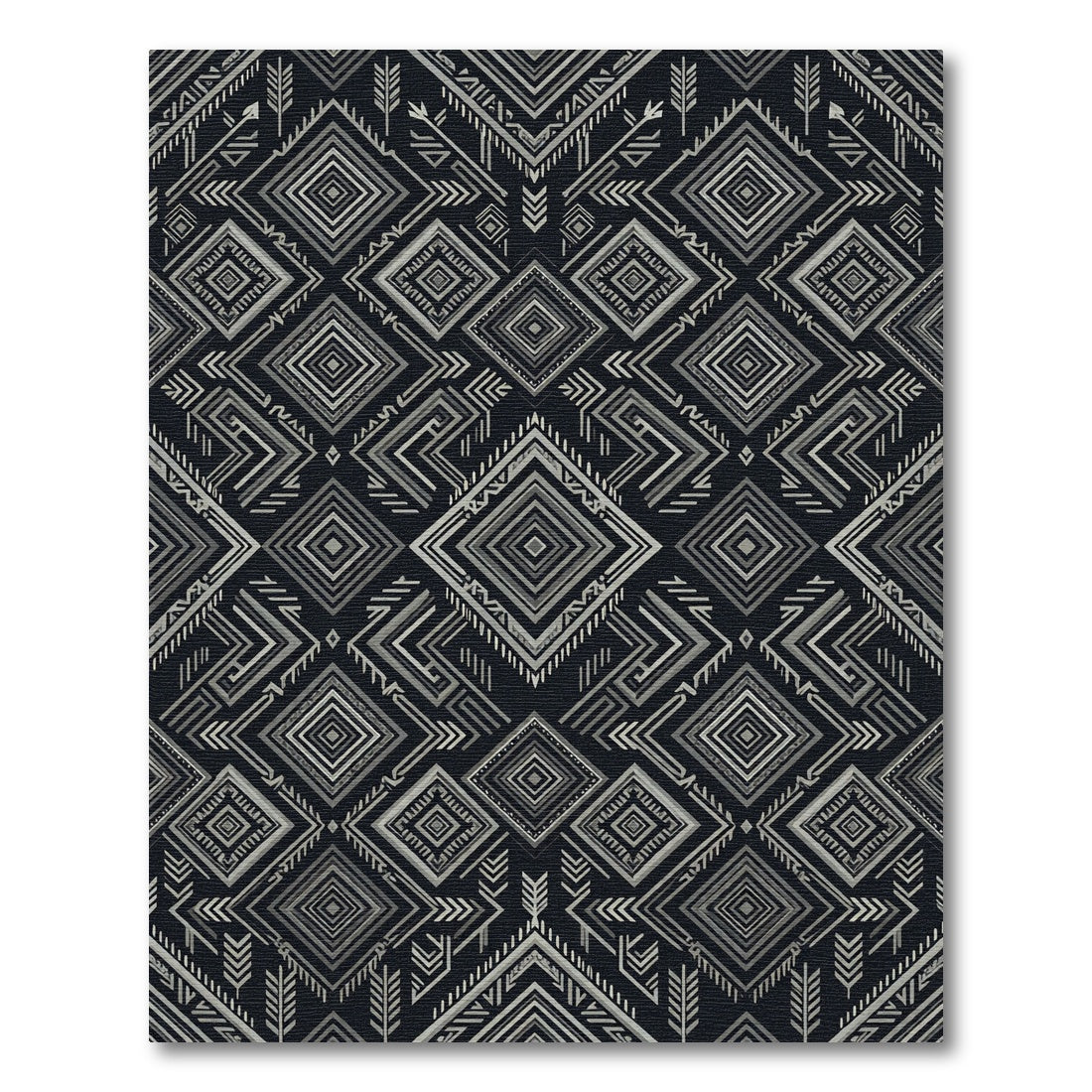 Cool Silver Geometric Diamond Tribal Rug