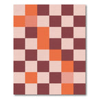 Terracotta Peach Checkerboard Square Rug