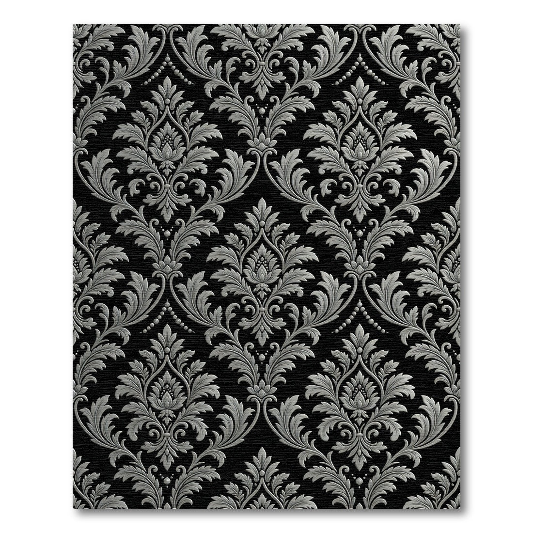 Classic Gray Black Damask Flourish Rug