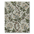 Sage Green Botanical White Blossom Vine Rug