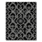 Black White Lotus Pomegranate Lattice Rug