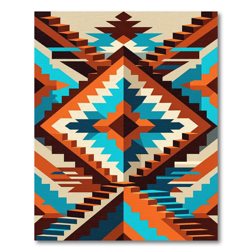 Vibrant Southwestern Geometric Diamond Staircase Rug