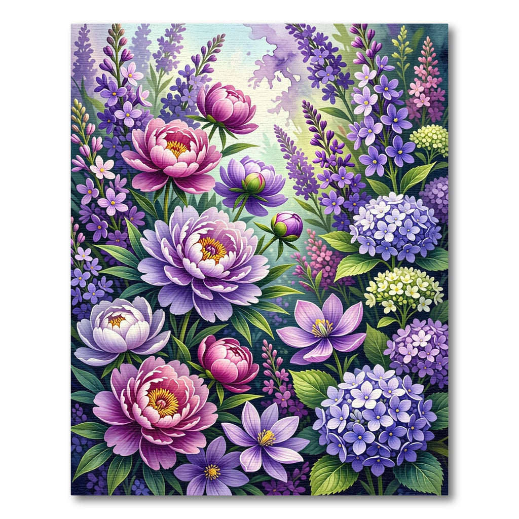 Vibrant Lilac Peony Garden Blossom Rug