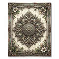 Cream Floral Damask Vintage Medallion Rug