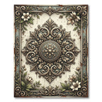 Cream Floral Damask Vintage Medallion Rug