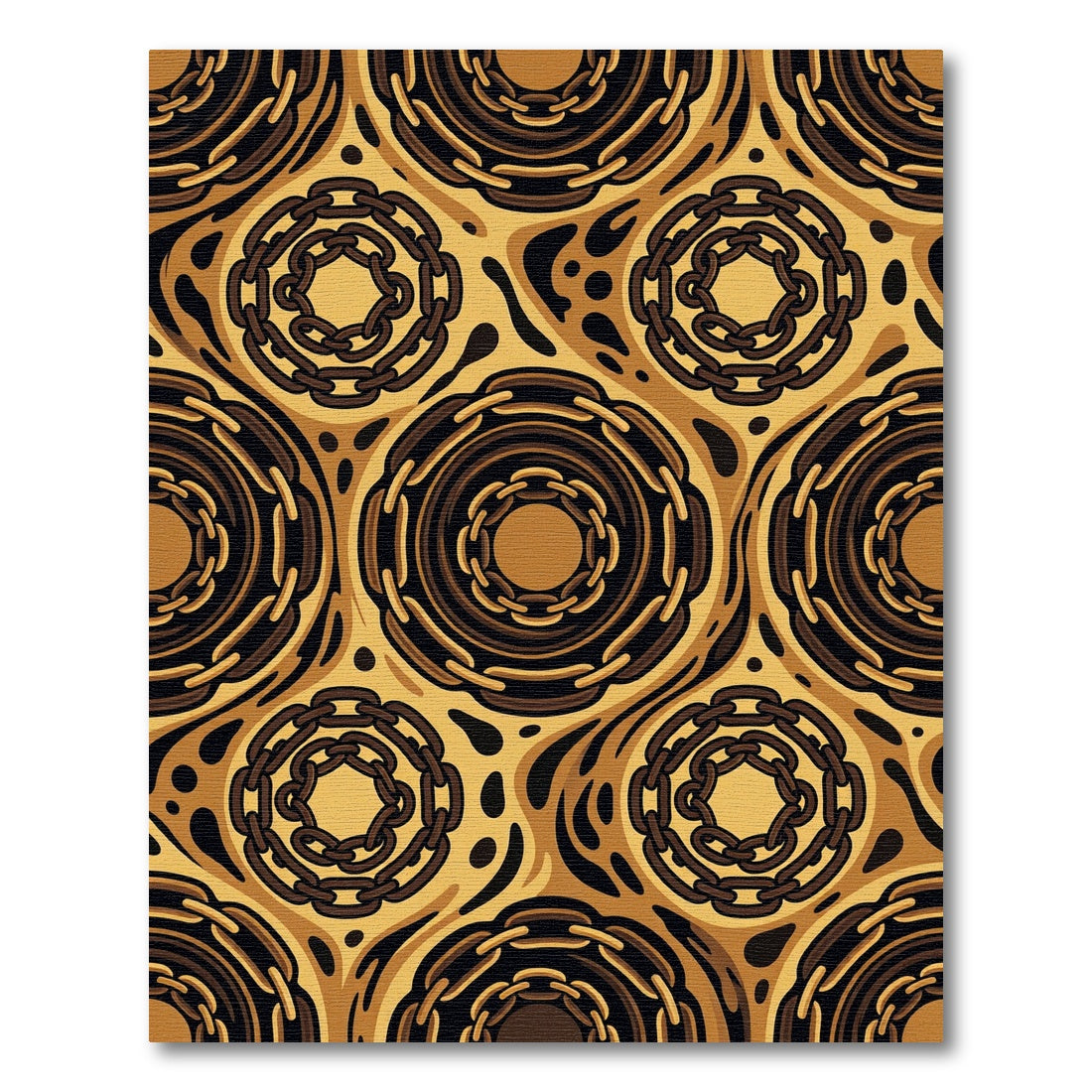 Golden Chain Medallion Abstract Umber Rug