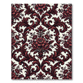 Dark Crimson Floral Damask Scroll Rug