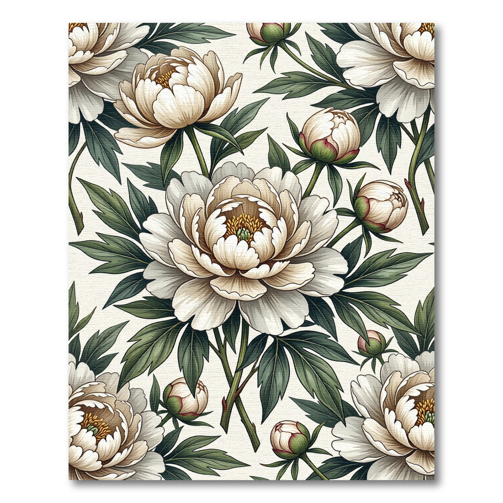 Elegant Cream Peony Botanical Garden Rug