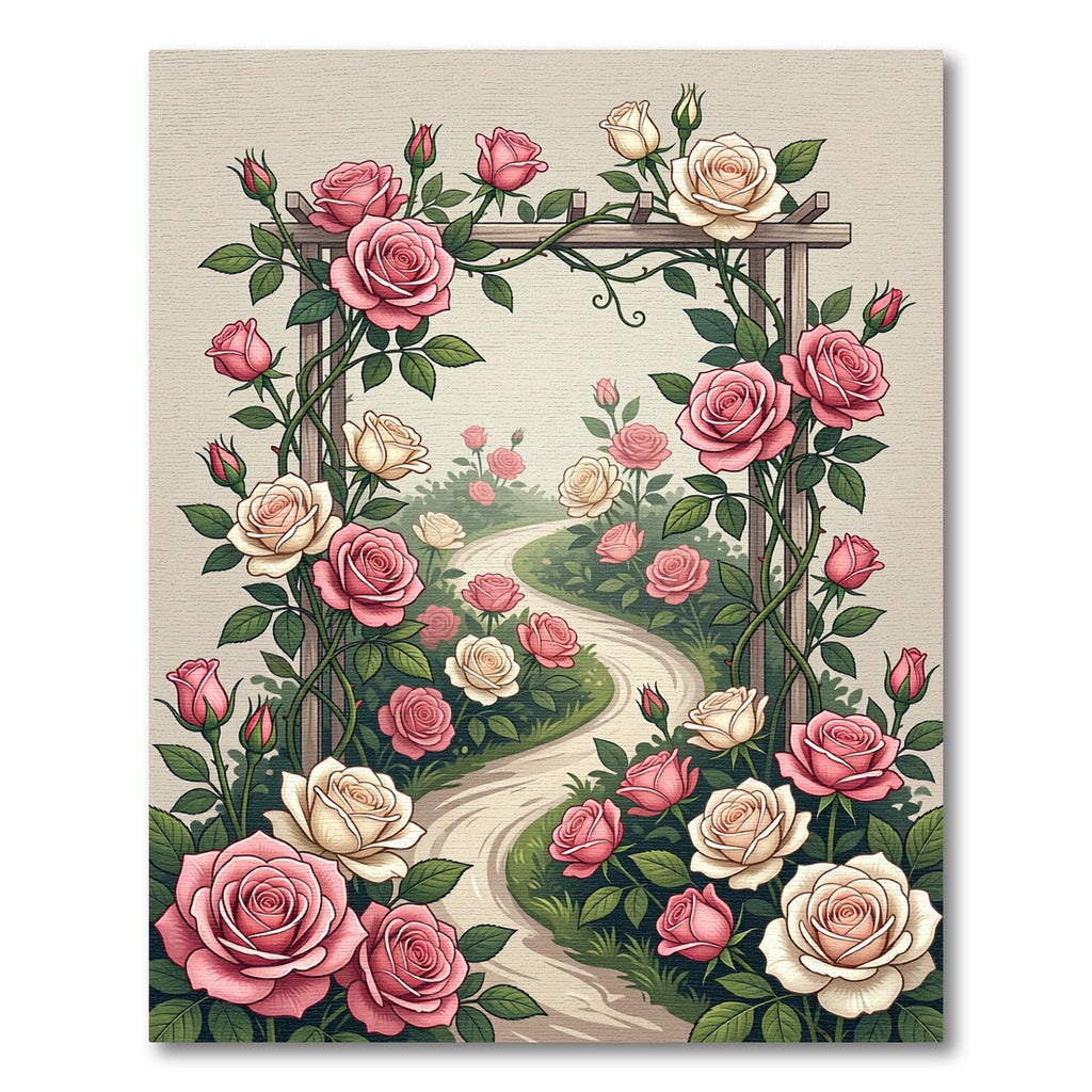 Romantic Pink and Cream Rose Arch Rug