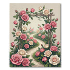 Romantic Pink and Cream Rose Arch Rug