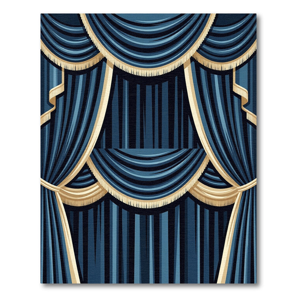Regal Navy Tassel Theater Drape Rug