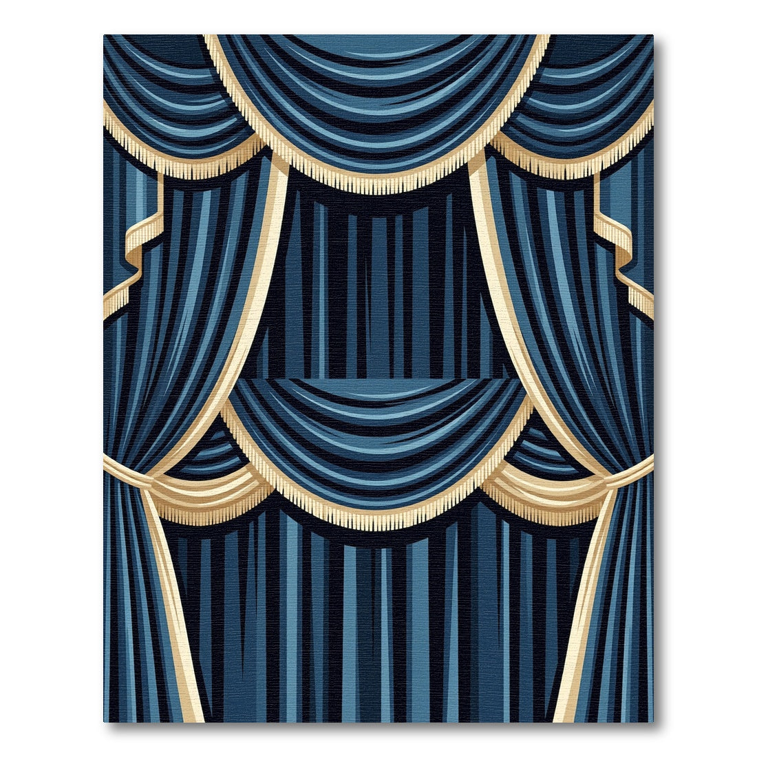 Regal Navy Tassel Theater Drape Rug