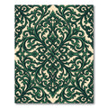 Emerald Verdant Scroll Baroque Damask Rug