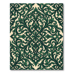 Emerald Verdant Scroll Baroque Damask Rug