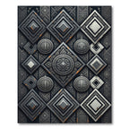 Dark Gray Geometric Diamond Medallion Rug