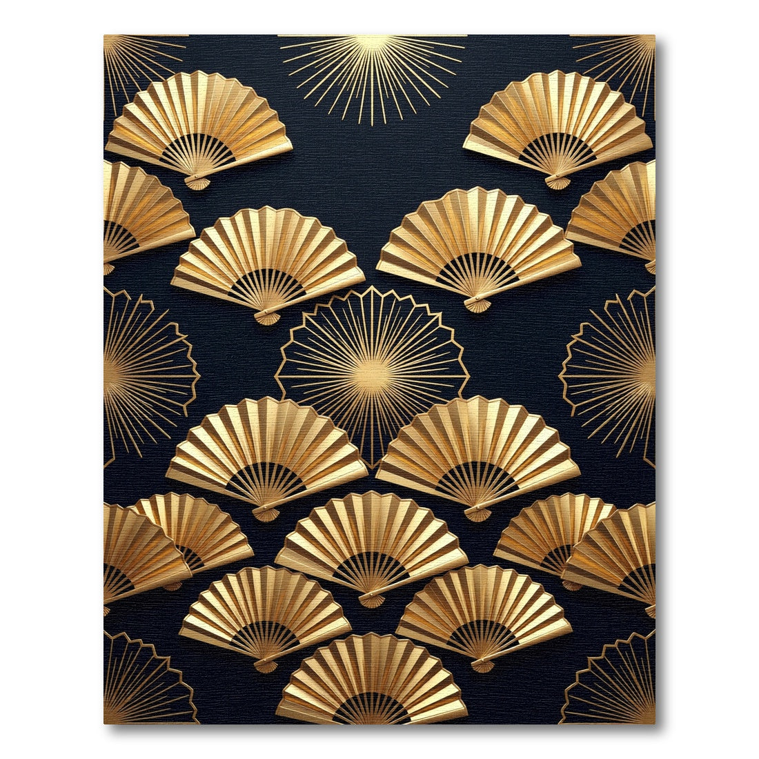 Golden Sunburst Fan Arrangement Rug