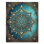 Ornate Teal Floral Medallion Scroll Rug