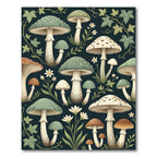 Botanical Sage Mushroom Forest Ivy Floor Art Rug