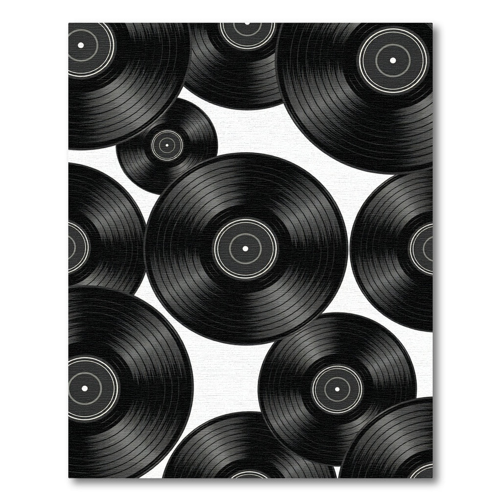 Monochromatic Retro Vinyl Record Collage Rug