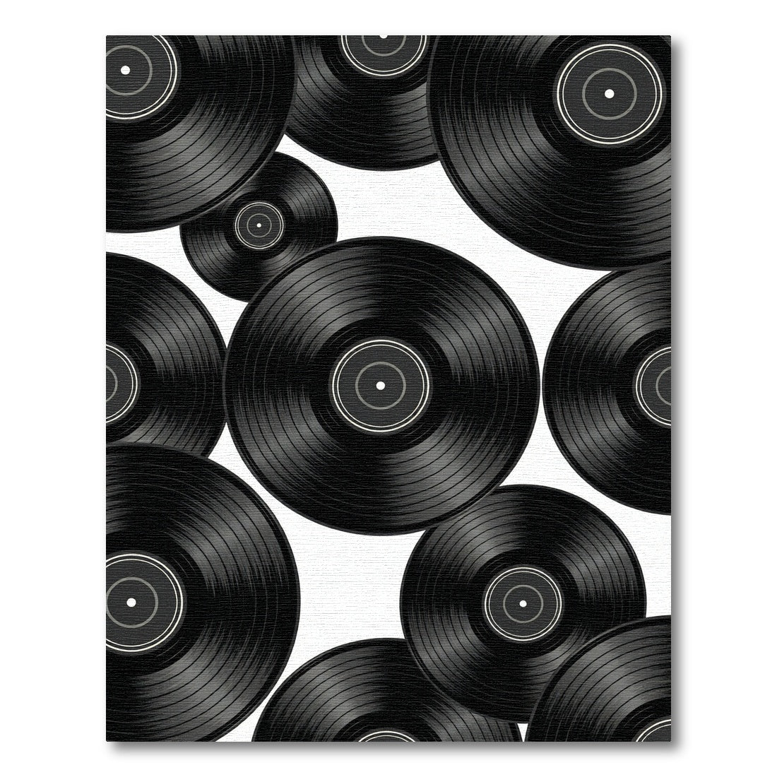 Monochromatic Retro Vinyl Record Collage Rug