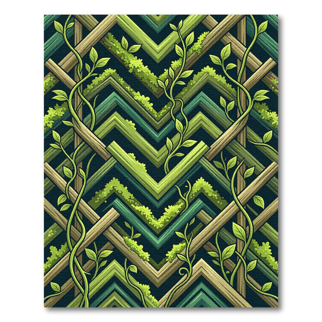 Mossy Green Geometric Trellis Vine Rug