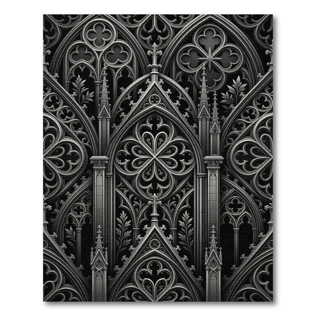 Gothic Architectural Charcoal Lace Rug