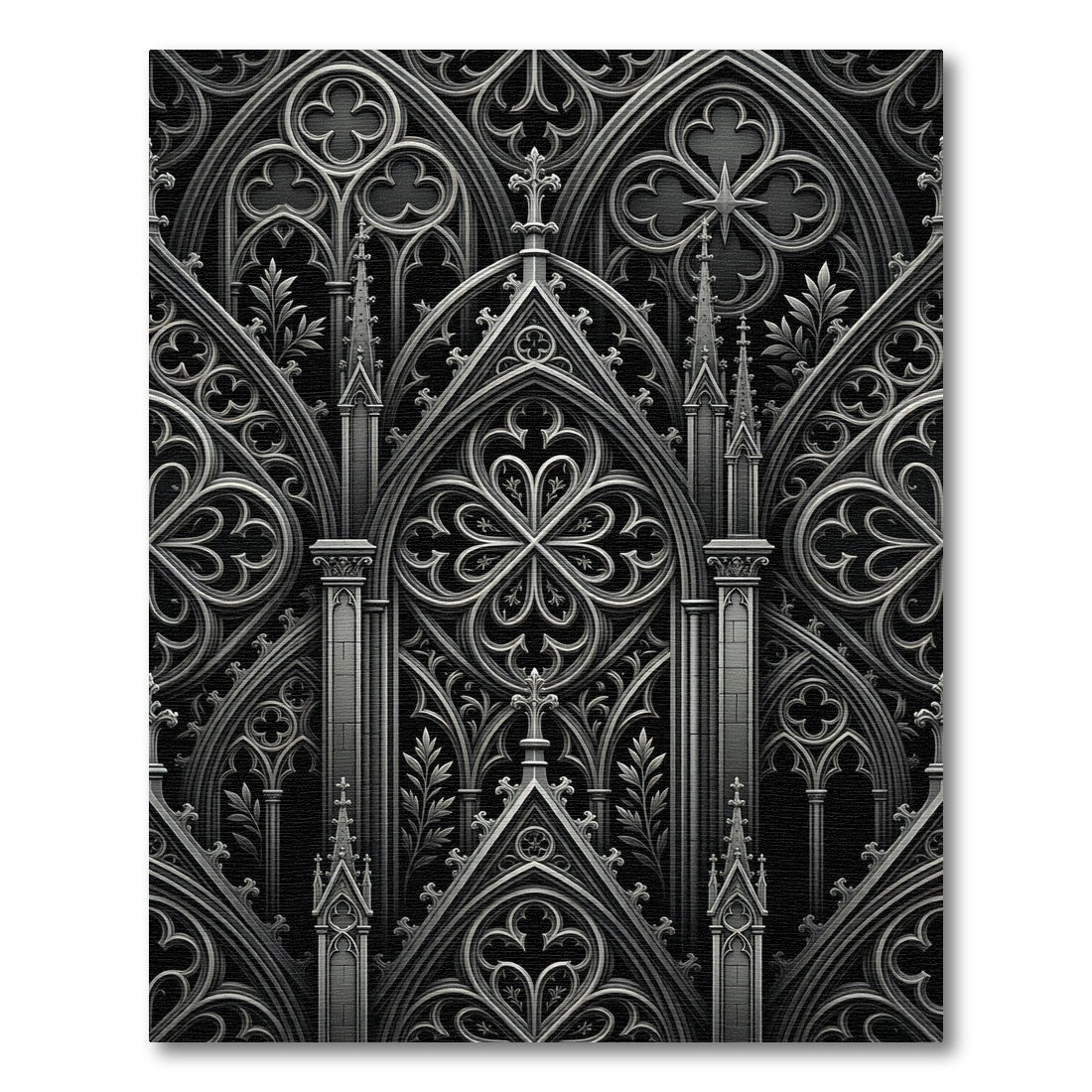 Gothic Architectural Charcoal Lace Rug
