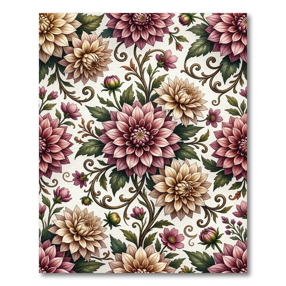 Elegant Mauve and Cream Floral Vine Rug