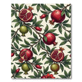 Botanical Crimson Pomegranate Branch Illustration Rug
