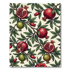 Botanical Crimson Pomegranate Branch Illustration Rug
