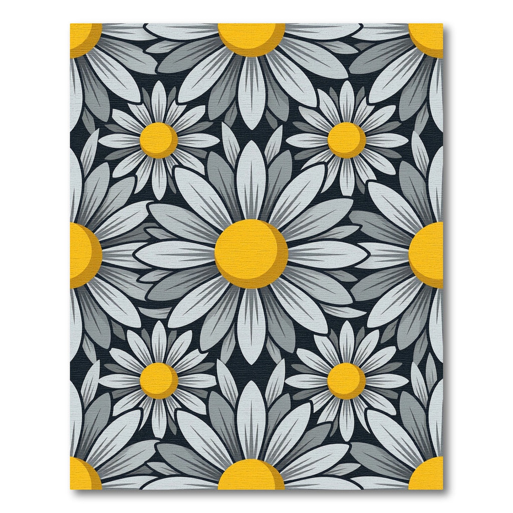 Yellow and Gray Daisy Flower Bloom Rug