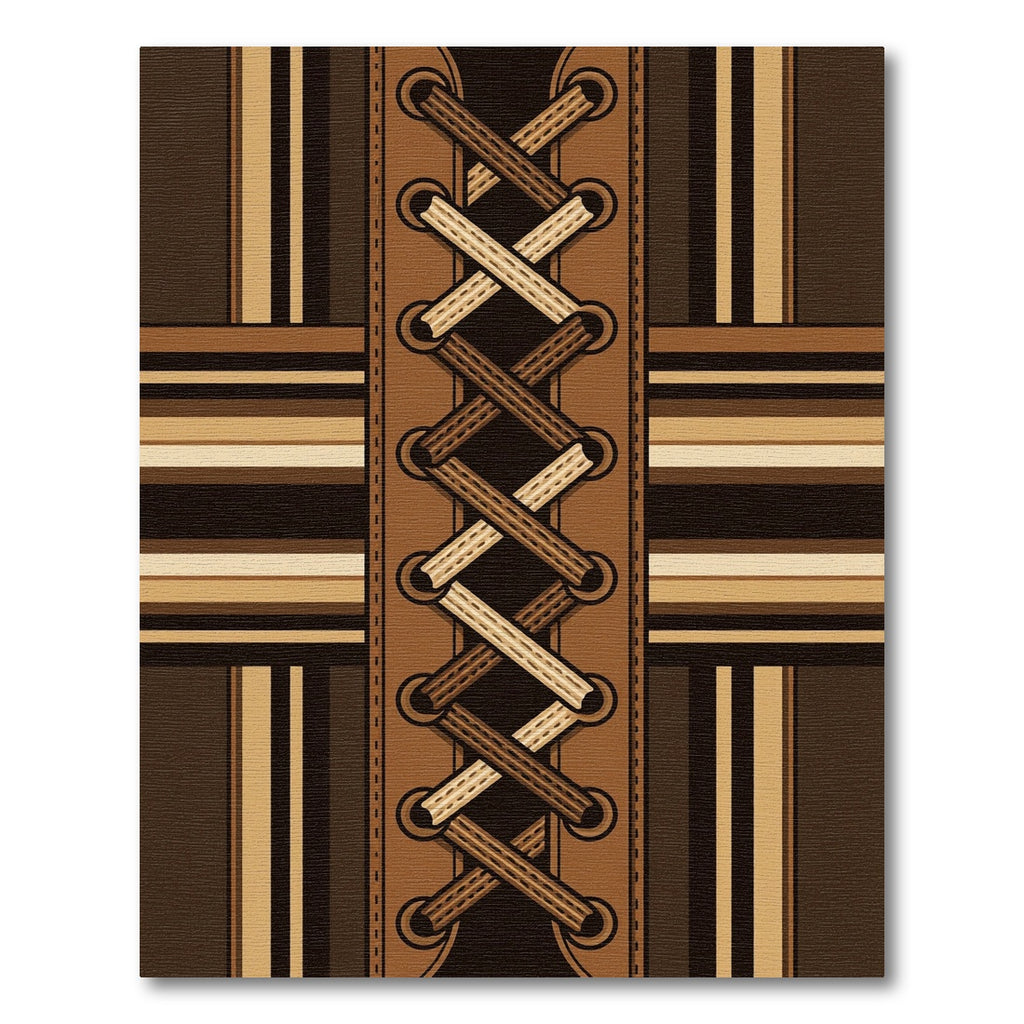 Brown Leather Lace Geometric Linear Grid Rug