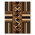 Brown Leather Lace Geometric Linear Grid Rug