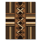 Brown Leather Lace Geometric Linear Grid Rug