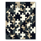 Monochrome Geometric Puzzle Grid Abstract Rug