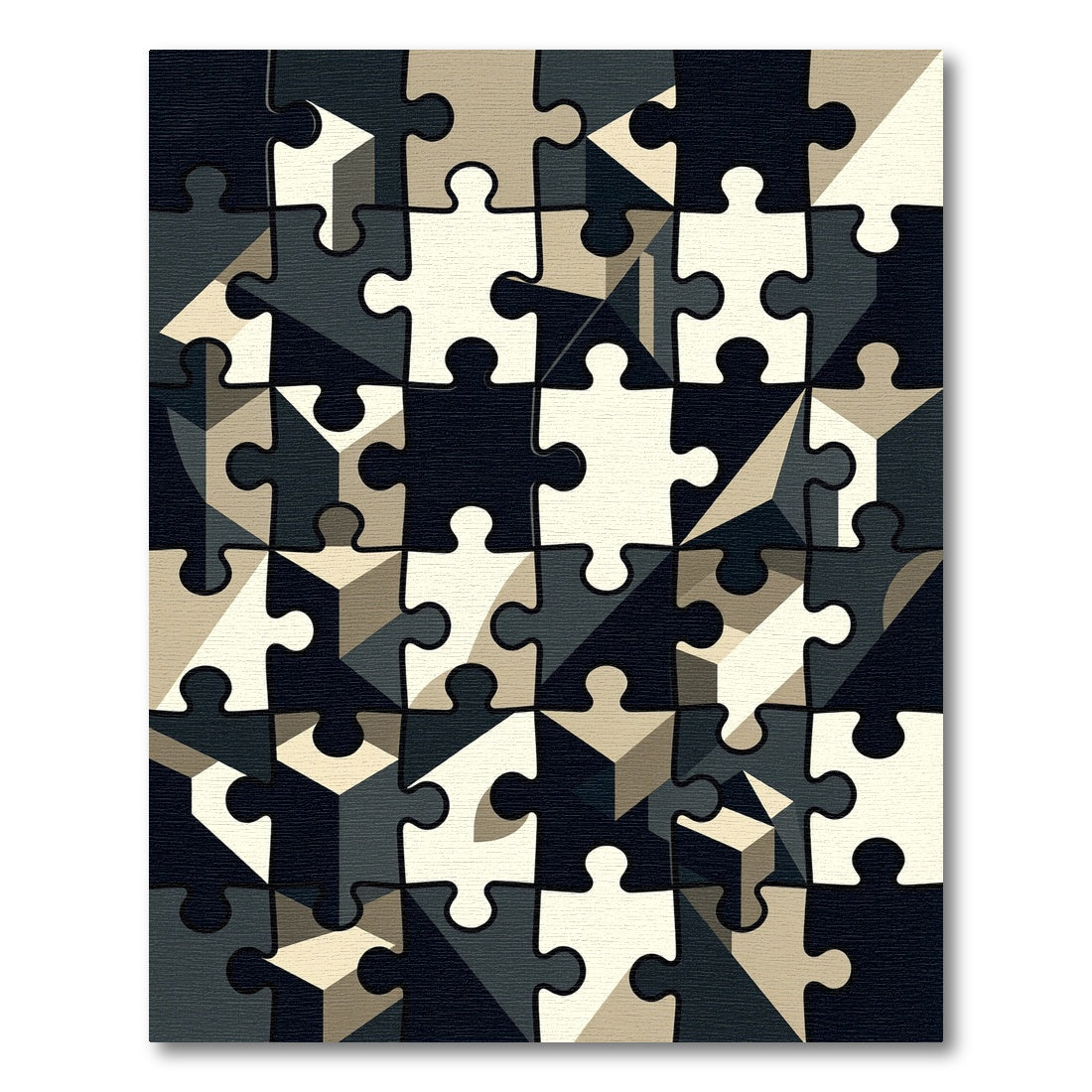 Monochrome Geometric Puzzle Grid Abstract Rug