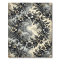 Ethereal Monochrome Botanical Wreath Swirl Rug