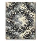 Ethereal Monochrome Botanical Wreath Swirl Rug